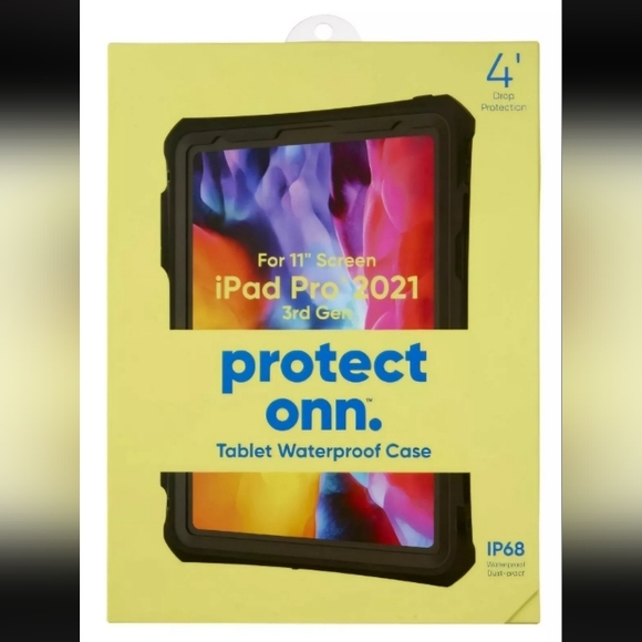 onn. Waterproof Tablet Case for iPad Pro 11" (3rd, 4th generation) - Black/Clear - Picture 1 of 7